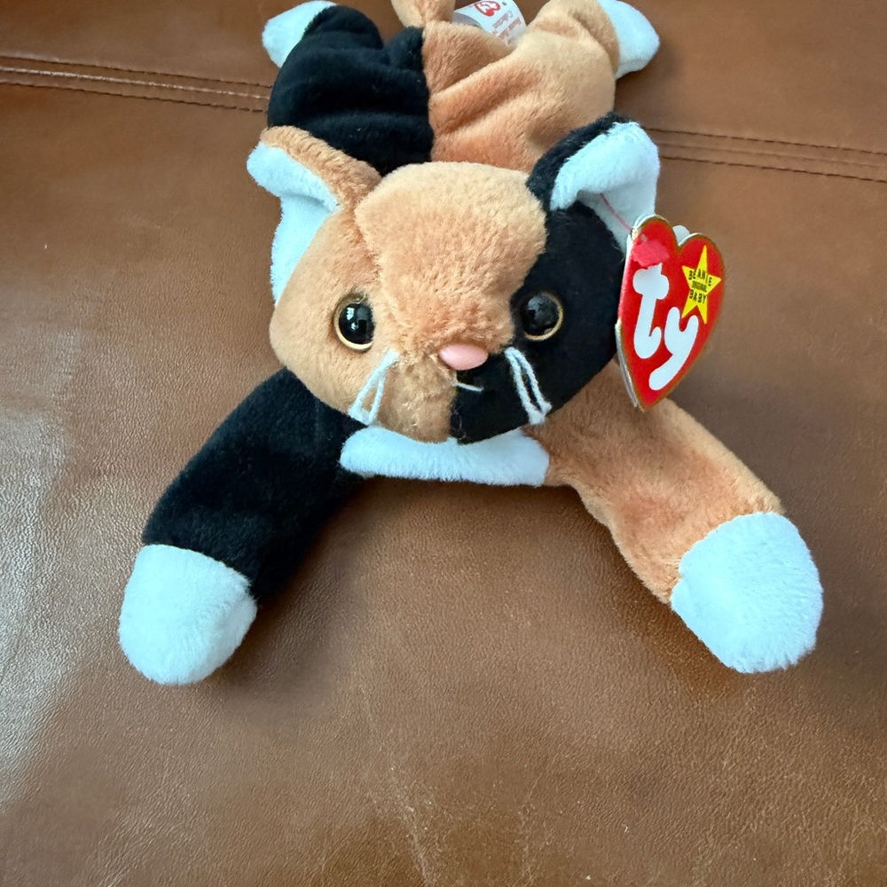 Ty New Beanie Baby Chip the Cat Plush - Black, Brown, White